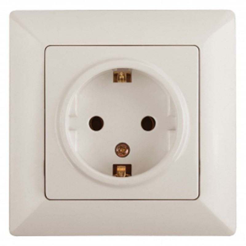 Розетка 2Р+Е Schuko 16А-250В Intro Solo, слоновая кость 4-202-02 (бежевый)