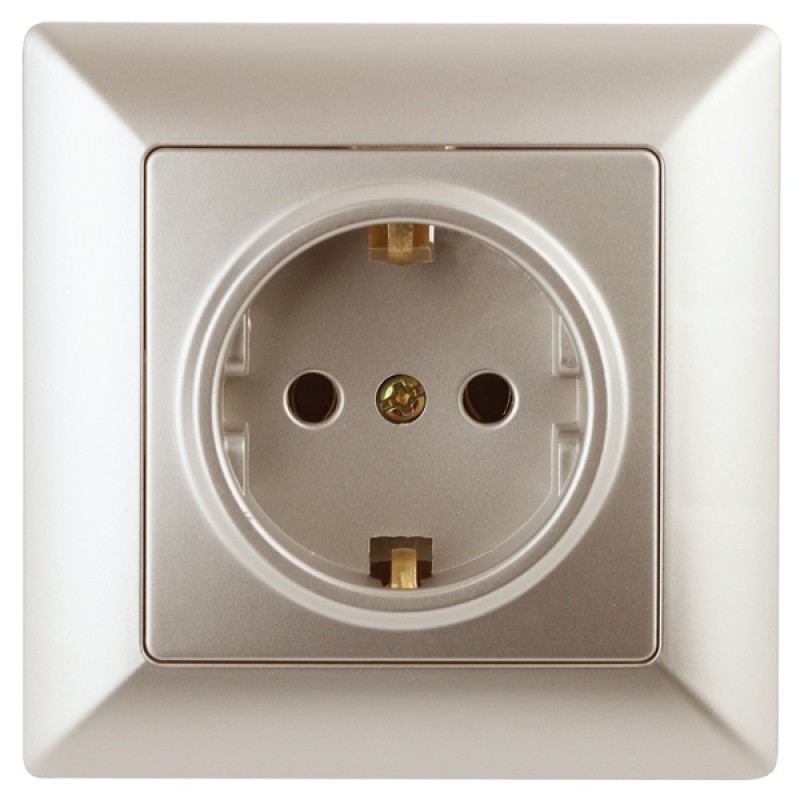 Розетка 2Р+Е Schuko 16А-250В Intro Solo, шампань 4-202-04