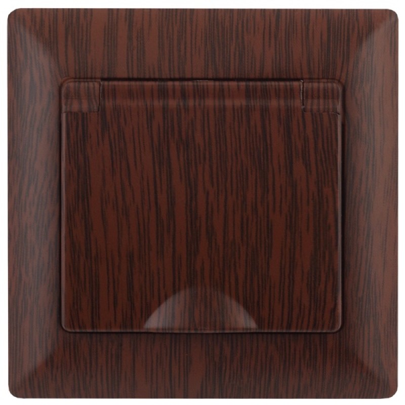 Розетка 2Р+Е Schuko с крышкой 16А-250В Intro Solo, венге 4-203-10