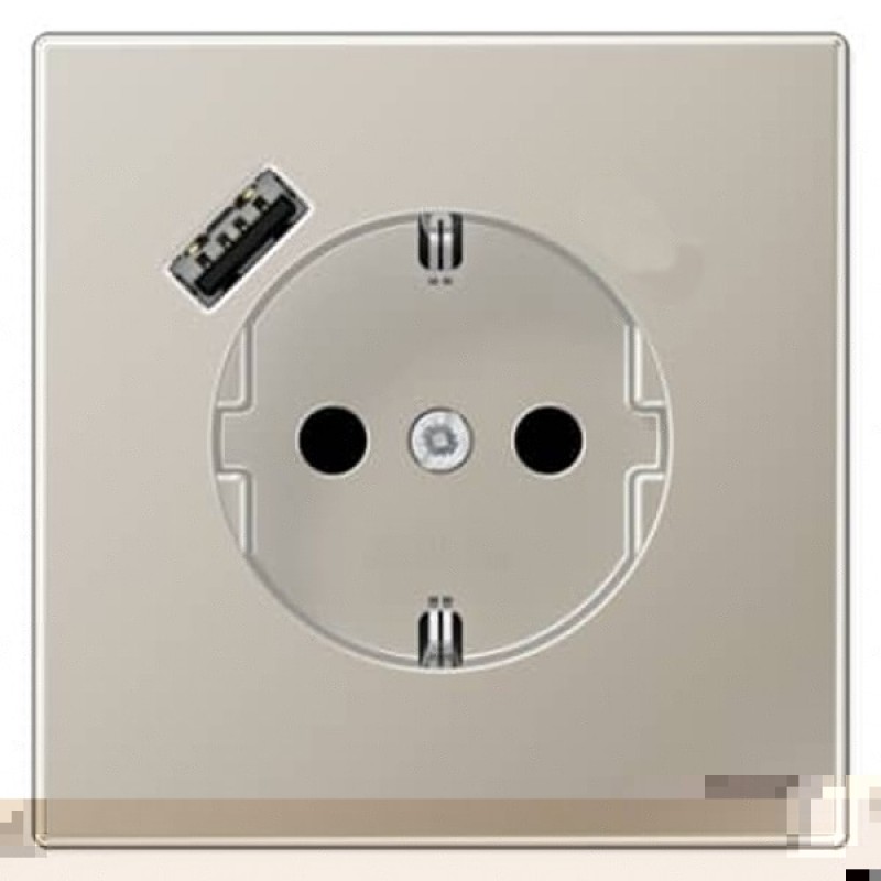 Розетка с/з и с USB-зарядным устройством тип A Jung LS Нержавеющая сталь
