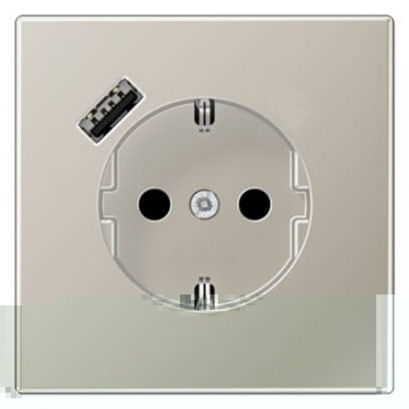 Розетка с/з и с USB-зарядным устройством тип С Jung LS Нержавеющая сталь