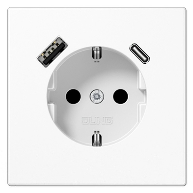 Розетка с/з и с USB-зарядным устройством тип A+тип С Jung LS Белый