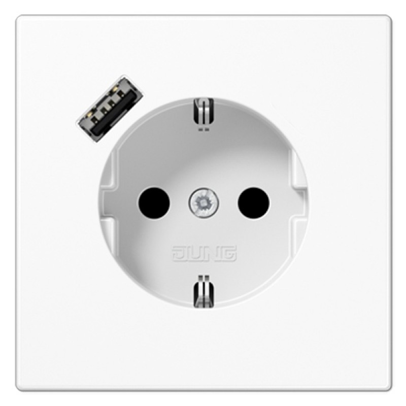 Розетка с/з и с USB-зарядным устройством тип С Jung LS Белый