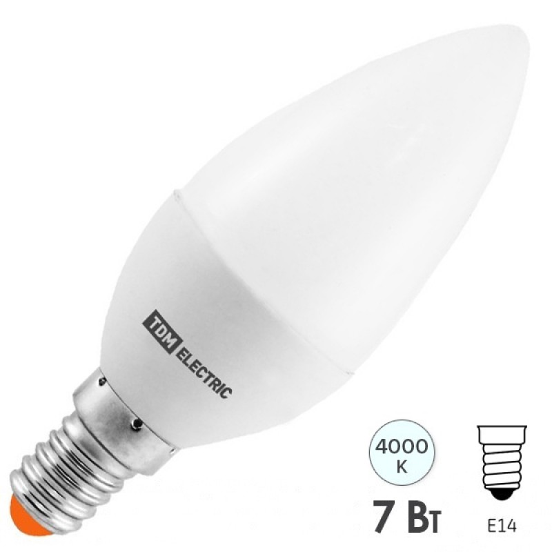 Лампа светодиодная FС37-7 Вт-230 В -4000 К–E14 TDM