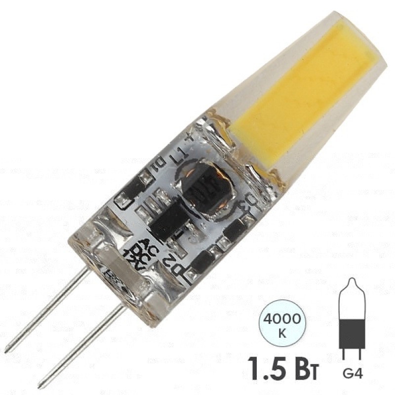 Лампа светодиодная ЭРА LED JC-1,5W-12V-COB-840-G4 белый свет 734305