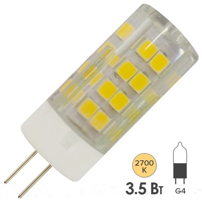 Лампа светодиодная ЭРА LED JC-3,5W-220V-CER-827-G4 теплый свет 585490