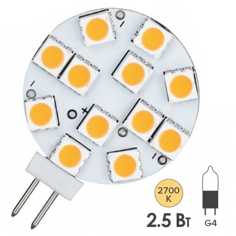 Лампа светодиодная LED NV-Stiftsockel downl. 2,5W 2700K G4 12V 180Lm