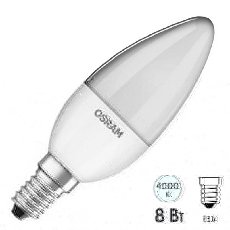Лампа светодиодная свеча Osram LS CLB 75 8W/840 FR 230V E14 806lm